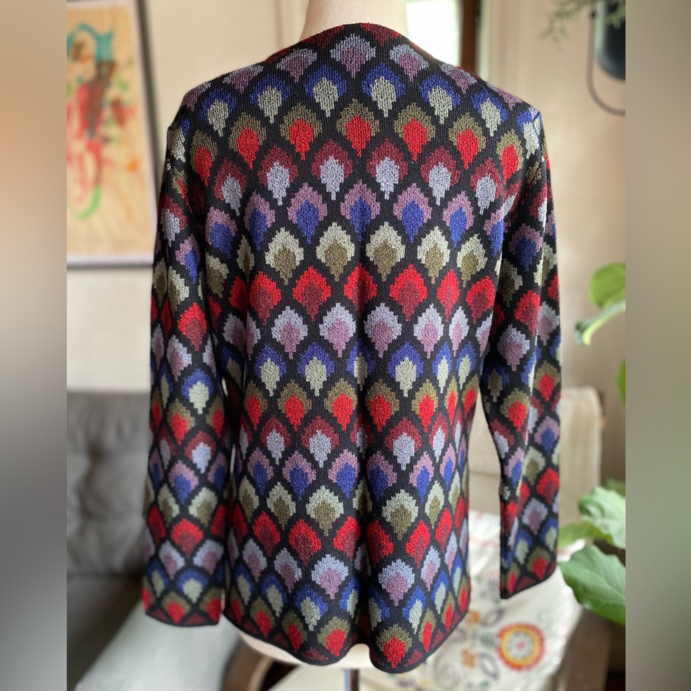Colorful Patterned Button-Up Sweater - Picture 3 of 9